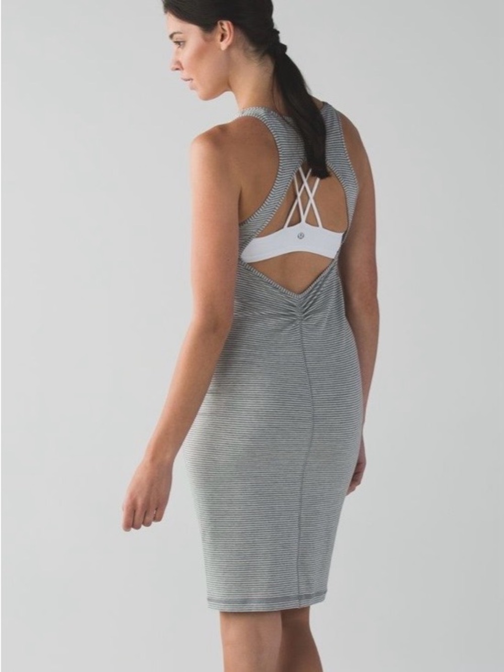 lululemon athletica Gray and White Striped Tank Dress